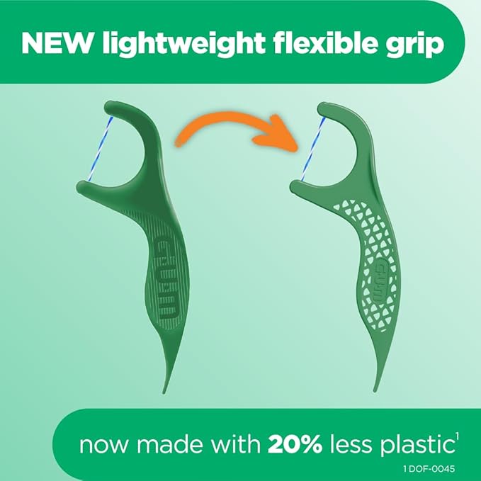 GUM Twisted Mint Floss Picks - Twisted Threads, Shred-Resistant Floss, Easy Grip Handle, 150 Count (Pack of 4)