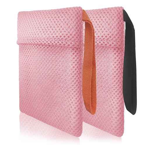 2 Pack Soap Bag Gentle Roughness,Bar Soap Pouch Saver Pocket,Body Scrubber Shower Sponge Loofah,Exfoliating Bath Sponge (Pink)