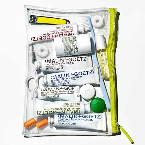 Malin + Goetz Essentials Starter Kit, Set of 6, 1 Fl. Oz. ? Face Cleanser, Face Moisturizer, Hand & Body Wash, Body Moisturizer, Hair Shampoo & Conditioner - Travel Size Toiletries