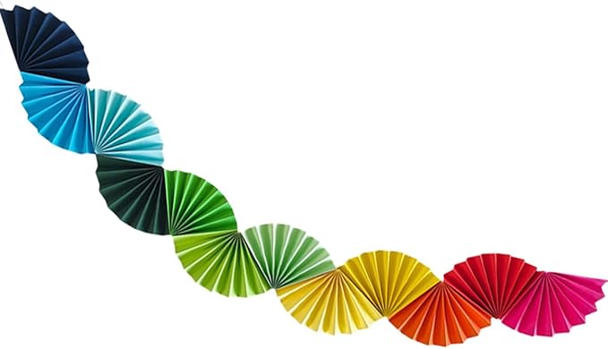 Rainbow Paper Fan Garland - Paper Fan Garland Party Decorations - Perfect for Birthday Parties, Holiday Decorations, Family Gatherings, Weddings and More(Rainbow)