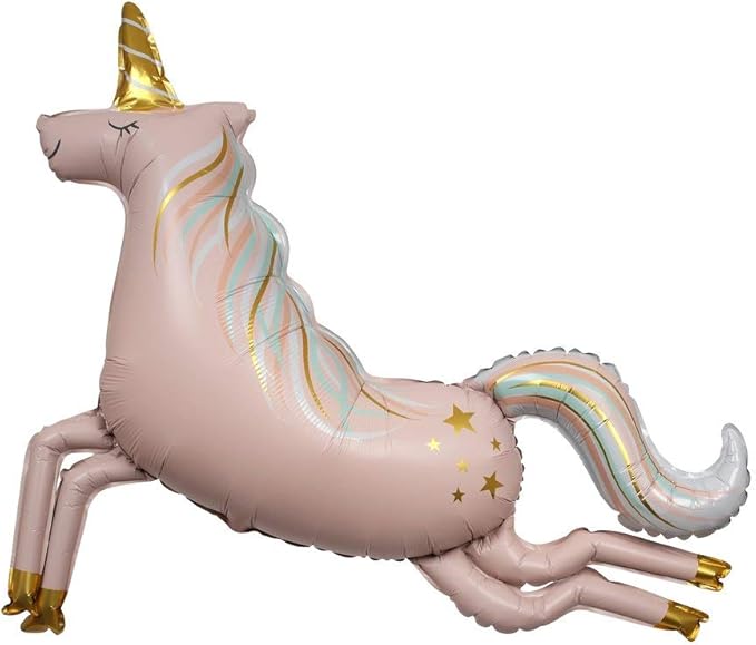 Meri Meri Magical Unicorn Foil Balloon (Pack of 1) - XL Pastel Rainbow Unicorn Party Decoration with Gold Foil Accents, Birthday Balloon for Kids