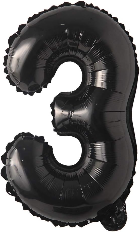 Black 28 inch Letter Balloons Alphabet Number Balloons Foil Mylar Party Wedding Bachelorette Birthday Bridal Baby Shower Graduation Anniversary Celebration Decoration (Can not Float) (28 inch Black 3)
