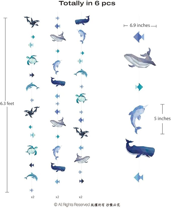 Cheerland Sea Animal Birthday Decorations Under The Sea Party Decorations Whale Party Ocean Creature Garland Hanging Geometric Nautical Turtle Orca Garland Ocean Party Marine Life Aquarium Classroom