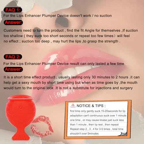 lip pump lip plumper lip enhancer£¬Soft Silicone Fish Shape Lips Enhancer,Fuller Thicker Mouth Fastly Lip Pumps Bigger Device for Women Female (RED)