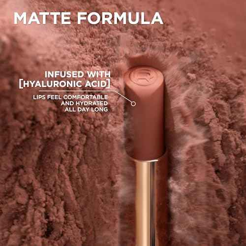L'Oreal Paris Colour Riche Intense Volume Matte Lipstick, Lip Color Infused with Hyaluronic Acid for up to 16hr All Day Comfort, Le Carmin Courage, 0.06 oz
