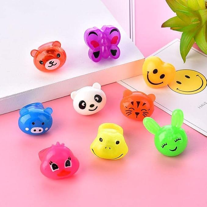SOFLIY 18 Pcs LED Light Up Ring - Colorful Flashing Bumpy Rings Finger Toys Novelty Glow in the Dark Soft Jelly Blinking Rings Party Favors for Adults Kids Bachelorette Party Halloween Concert Gifts