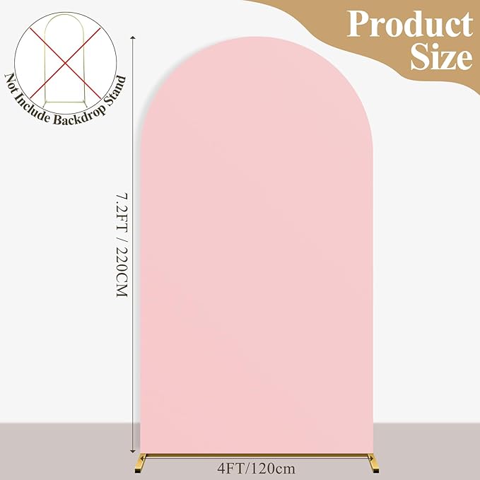 Ledido Wedding Arch Backdrop Cover 7.2FT Arch Covers Fitted Stretchy Spandex Round Top Stand Backdrop Cover for Wedding Banquet Ceremony Birthday Party Baby Shower Event Decoration,Pale Pink