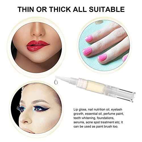 5 pack 5ml Transparent Twist Pen for Cuticle Oil Applicator, Empty Nail Oil Pen with Brush Tip, Eyelash Growth Liquid Tube, Cosmetic Lip Gloss Container (5x)