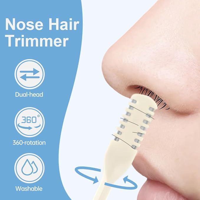 Nasal Hair Cutter, 2026 Upgraded Double Sided Portable Nose Hair Trimmer for Women Men, Travel Essentials Washable Nose Hair Remover Grooming Tool (Beige, 3 Pcs)