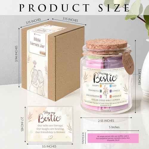 Bible Verse Jar for Best Friend ? 92 Color-Coded Scriptures for Encouragement, Best Friend Birthday Gifts for Women, Best Friend Gifts, Bestie Birthday Gifts for Women, Gifts for Best Friend Woman