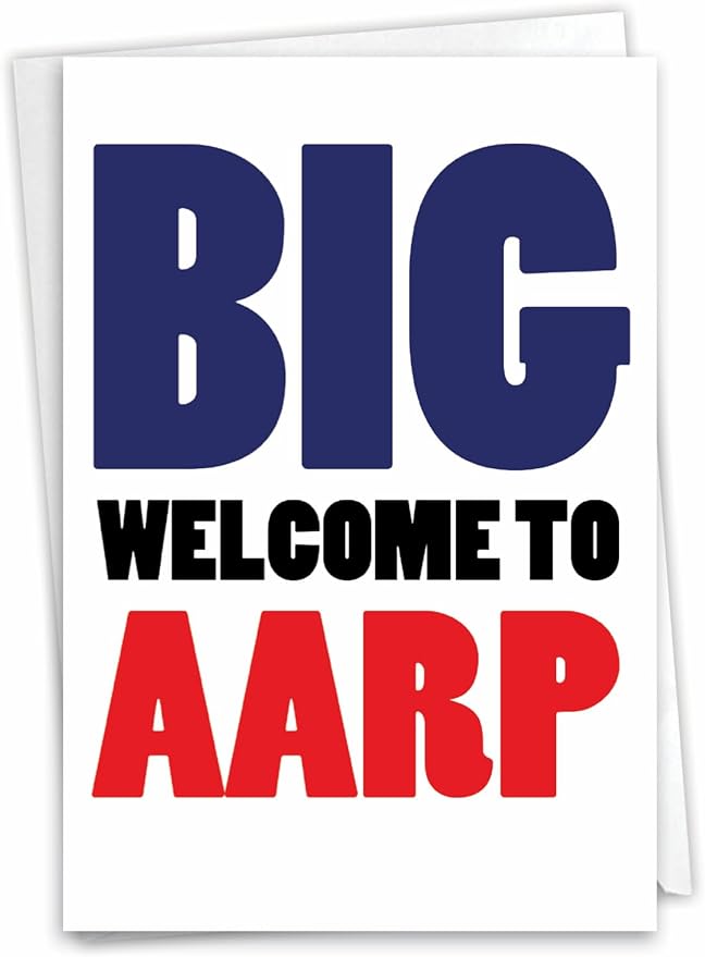 NobleWorks - 50th Milestone Birthday Greeting Card with 5 x 7 Inch Envelope (1 Card) Bday Welcome to AARP 4869Z
