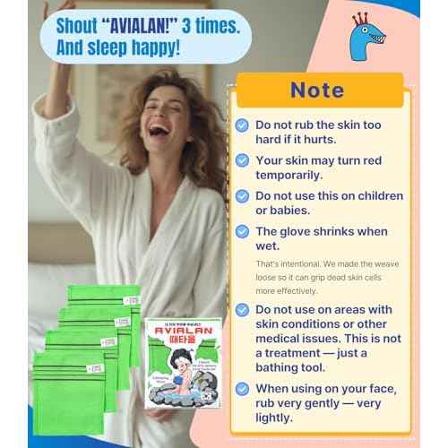 exfoliating Glove Body wash loofah Korean Skin Care face Lip Body Scrub Dry Brushing Body Brush Foot Back Scrubber (Green)