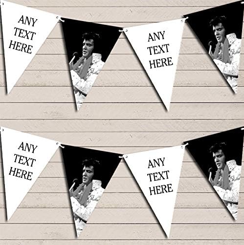 Black White Elvis Presley Personalized Birthday Party Bunting - Hanging Party Decoration - Birthday Party Banner Garland | Decorative Party Supplies