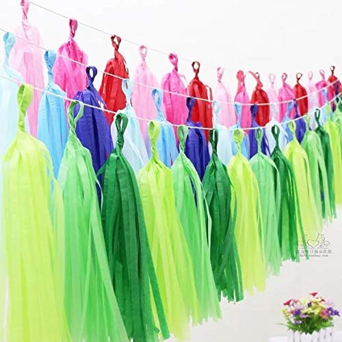 Tissue Paper Tassel DIY Hanging Paper Decorations Party Garland for Party Decor, Wedding, Festival, Baby Shower - 20PCS (Light Green 35CM)