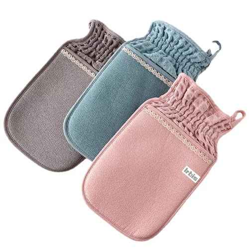 Irbis Deep Exfoliating Glove-Korean Body Scrub Mitt,Exfoliator Scrubber, Dead Skin Remover, Dual Texture Bath Sponge&Washcloth-Great for Shower, Bath, Spray Tan Removal or Home Spa-(Pink,Grey,Blue)