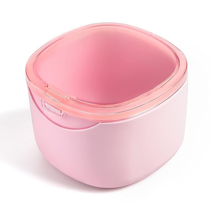 Denture Bath Case, Retainer Cleaning Box, No-Leak Denture Case, Mouth Guard, Night Guard and Retainer (pink)