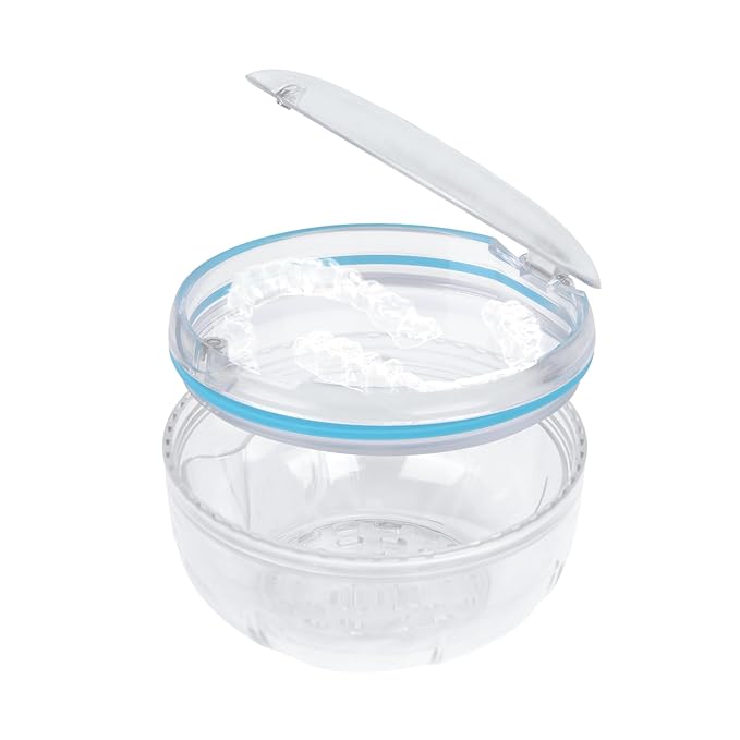 Maoerdental Double Layer Retainer Cleaner Case – No-Leak, Ventilated Denture Bath for Invisalign, Retainers, Night Guard, Transparent