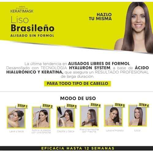 PLACENTA LIFE KERATIMASK Brazilian Straightening Kit with Keratin and Hyaluronic Acid - Keratin Treatment- Get a perfect smooth, shiny and silky- Formaldehyde FREE
