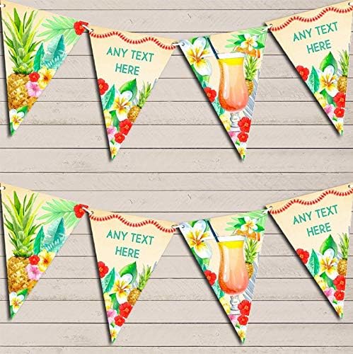 Luau Paradise Hawaiian Beach Lei Personalized Birthday Party Bunting - Hanging Party Decoration - Birthday Party Banner Garland | Decorative Party Supplies