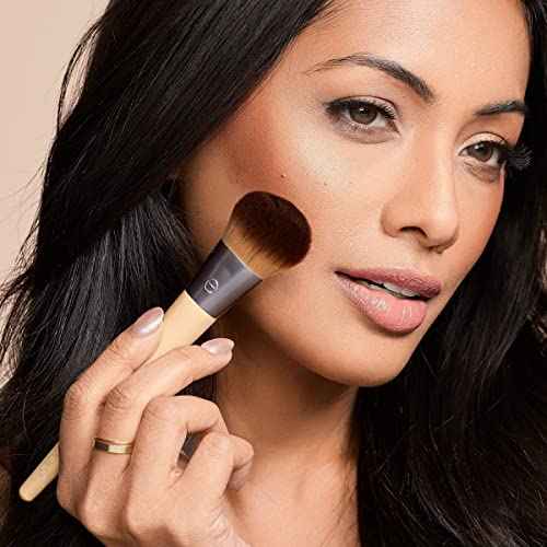 EcoTools Blush + Highlight Brush Duo, Makeup Brushes For Liquid, Cream, & Powder Highlight & Blush, Enhance Natural Skin, Eco-Friendly Makeup Brush Set, Synthetic Bristles, 2 Piece Set
