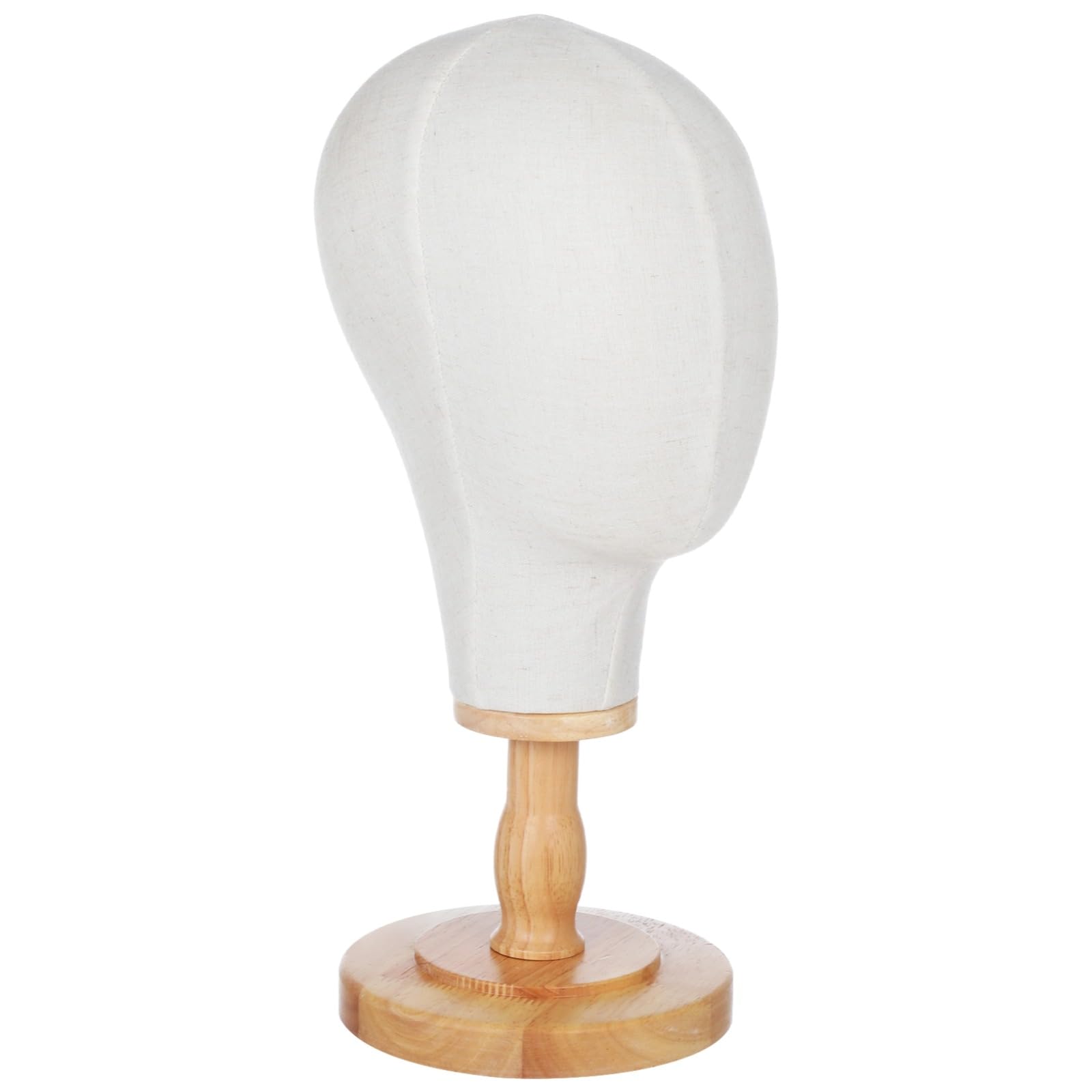 Wig Head Stand Mannequin Head Hat Display Stand Linen Wig Holder - Fabric Head Hat Display Stand, Linen Wig Holder, Canvas Hat Display Rack with Detachable Wood Base for Headdress Headband Headset