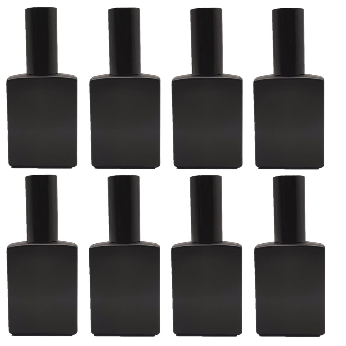 PimyRcyi 8PCS Square Glass Spray bottle,1.7oz Small Refillable Container with Fine Mist sprayer,Perfume bottle (50ml, Matte Black)
