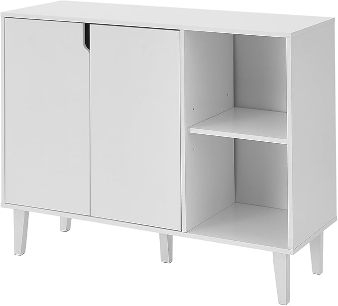 Panana Kitchen Buffet Cabinet Storage Sideboard with 2 Doors 2 Shelves, 41.8" L x 15" W x 32.5" H (White)