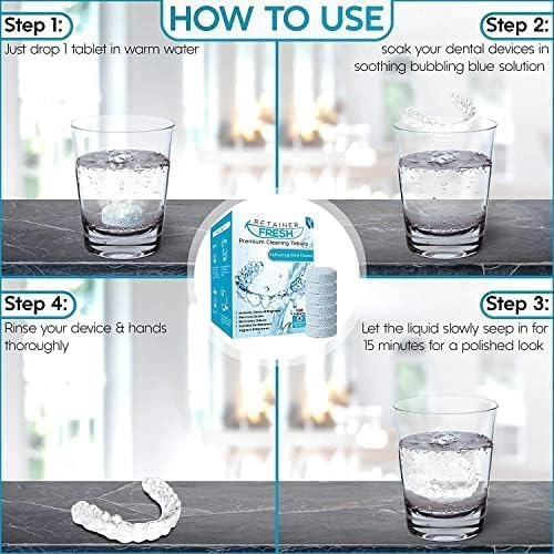 Retainer Cleaner Tablets - 36 Tablets 1 Month Retainer Fresh - Retainer Cleaning Tablets, Mouth Guard Cleaner, Denture Cleaner, Aligner Cleaner, Brite Retainer Tablets