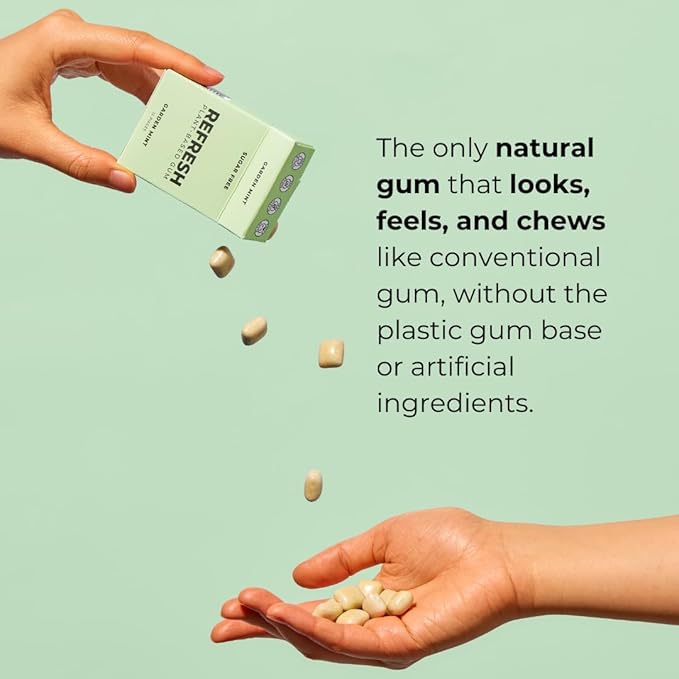 Refresh Gum, Xylitol, Natural, Sugar Free, Chewing Gum, Plastic Free, Natural Flavors & Organic Ingredients, Non GMO, Gluten Free, Vegan, 12 Count (Pack of 5), Mint Variety Pack