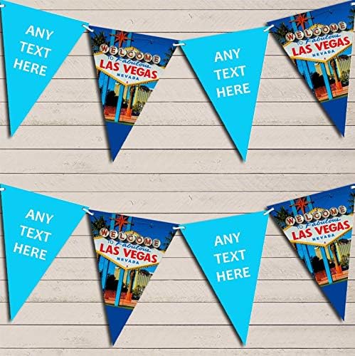Blue Las Vegas Personalized Birthday Party Bunting - Hanging Party Decoration - Birthday Party Banner Garland | Decorative Party Supplies