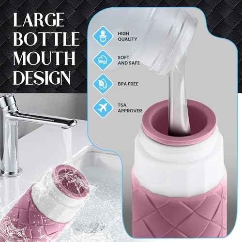 Travel Bottles for Toiletries, TSA Approved Silicone Travel Size Containers for Toiletries, BPA Free Leak Proof Refillable Essentials Accessories, Shampoo and Conditioner Bottles (Purple)