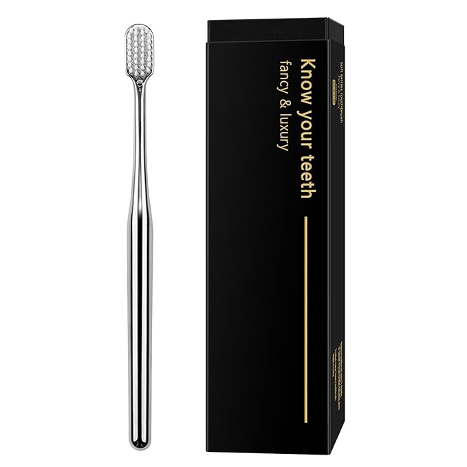 Z-VAPRESS Luxury Silver Manual Toothbrush Soft Bristles Better Gift Elegant Electroplated Design Perfect for Home, Hospitality or Travel Toothbrushes for Sensitive Teeth