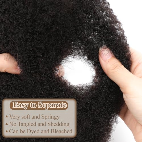 Afro Kinkys Bulk Human Hair for Draedlock Extensions Repair Locs Afro kinkyhair For Braiding Twist Braids Afro Human Hair (Natural Black, 18 Inch (Pack of 3))