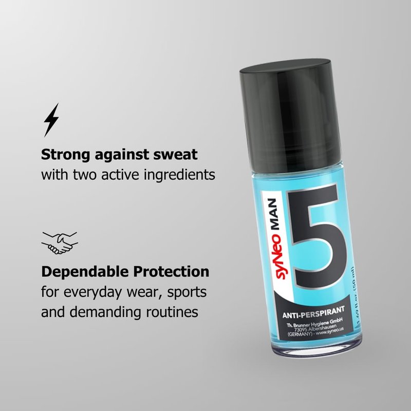 syNeo 5 Antiperspirant MAN Roll-On for men, Anti Sweat Deodorant for men against heavy sweating, Anti-Transpirant Antiperspirant Men Deodorant Roll-On, 1 pack 1.69 fl.oz.