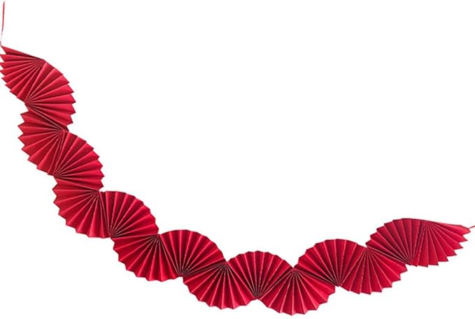 Red Paper Fan Garland - Paper Fan Garland Party Decorations - Perfect for Birthday Parties, Holiday Decorations, Family Gatherings, Weddings and More (Red)
