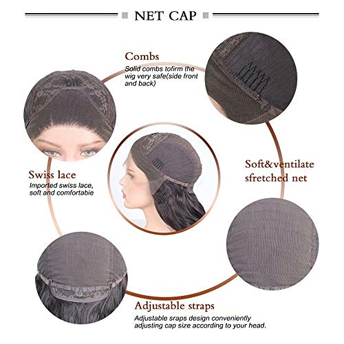 RONGDUOYI RDY 18 Inches Black Braided Lace Front Wigs for Black Women Natural Hairline Synthetic Wig Pre Plucked Glueless Braids Wig (180% Density,Style2)
