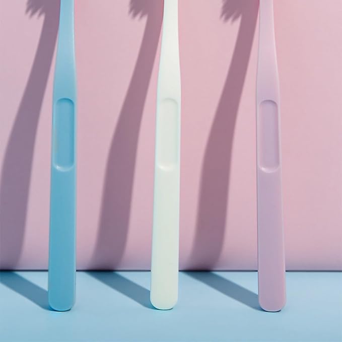 9 Pcs Hard Hair Nylon Toothbrushes for Adults Teeth Cleaning Tool with Curved Handle Multi-Color Pink Sky-Blue Beige Packaged