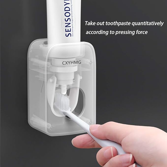 Automatic Toothpaste Dispenser for Kids, 2 PCS Toothpaste Squeezer for Kids & Family Shower Decor, is Wall Mounted Bathroom Accessories Organizer (Grey, 2PACK)