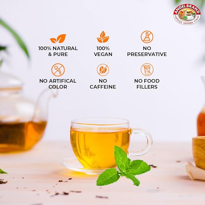 Angel Brand Peppermint Tea Bags 20 – Pure Caffeine-Free Herbal Mint Tea for Relaxation and resh Breath Made with Pure Peppermint for a Delightful Sip Every Time.