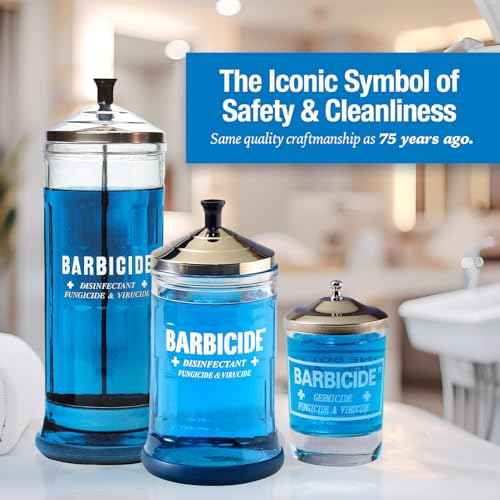 BARBICIDE Disinfecting Jar ? Durable Glass Immersion Container with Stainless Steel Lid and Tray ? Professional Salon, Spa & Barber Tool Sanitizer for Combs, Brushes & Implements - (Large - 37 Fl Oz)