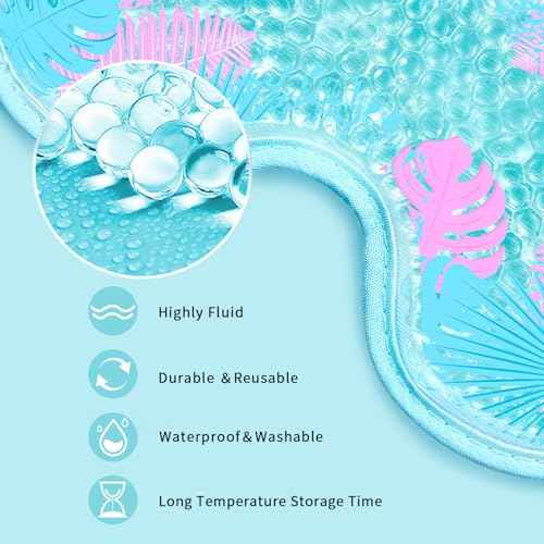 2PCS Cooling Eye Mask Gel Eye Mask, Reusable Hot Cold Therapy cold eye mask for Post Surgery, Puffiness, Dark Circles, Eye Bags, Dry Eyes, Migraines with Soft Plush Backing (Butterfly+Leaves)