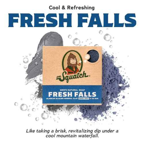 Dr. Squatch Natural Bar Soap for Men - Cold Process Soap with No Harsh Chemicals - Wood Barrel Bourbon, Fresh Falls & Birchwood Breeze (5 oz, 3-Pack)
