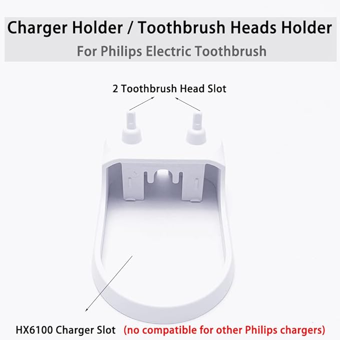Charger Holder Toothbrush Heads Holder Compatible with Philips Sonicare Electric Toothbrush,HX6100 Charger Stand Toothbrush Heads Holder for Philips Sonicare HX6000 / HX8000 / HX9000 Series