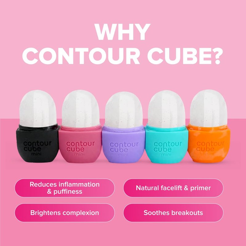 Contour Cube Mini - Revolutionary Ice Roller for Sculpting & De-Puffing - Face Ice Roller & Massager - Ice Mold for Face - Compact Skin Care Tools for Daily Skincare & Travel - Original Pink