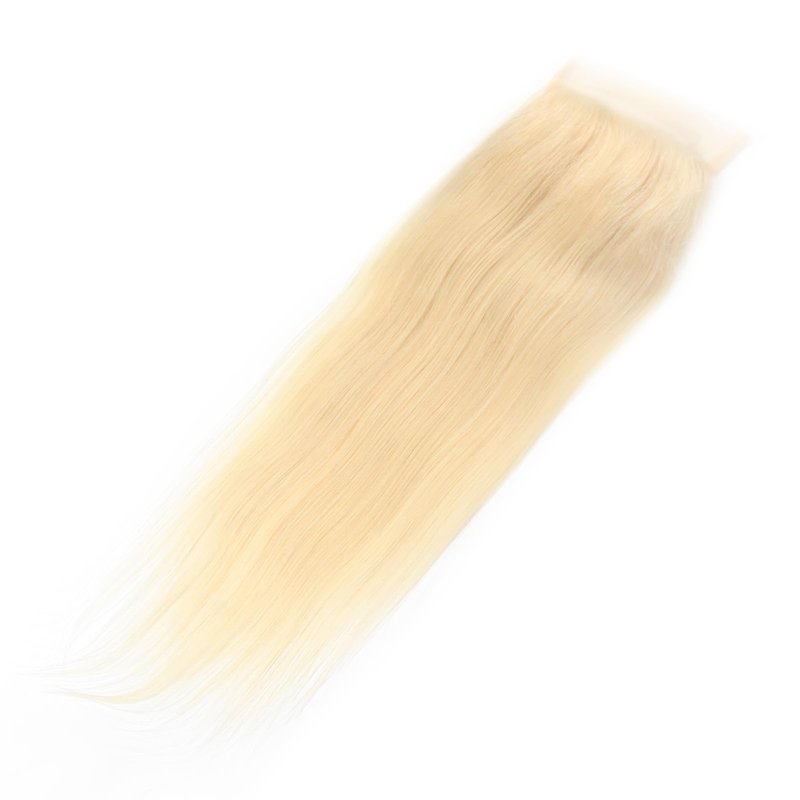 LANWIUKU 613 Closure 4x4 Lace Closure Straight Human Hair 613 Blonde Closure Pre Plucked With Baby Hair Brazilian Virgin Blonde Human Hair HD Lace Closure (16 Inch)