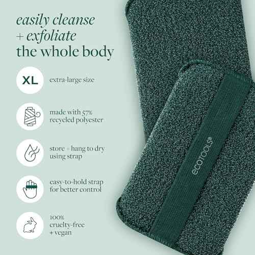 EcoTools XL Body Buffer, Exfoliating Body Scrubber, Large Sponge for Whole Body Cleansing, Quickly Remove Dry Skin, Eco-Friendly Bath Accessory for Men & Women, Cruelty-Free, 1 Count