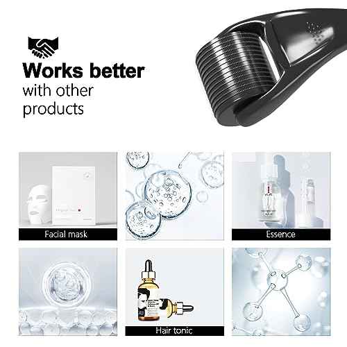 Derma Roller 540 Stainless Steel Black Microneedling Roller Facial Skin Care Home Use for Face Beauty Massage Tools
