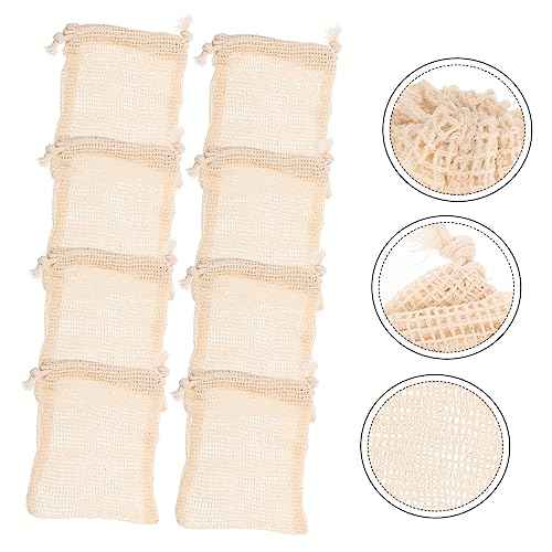 8pcs Cotton Soap Storage Bags Drawstring Foaming Pouches for Bathing Exfoliating Mesh Soap Holders Convenient Shower Accessory for and Easy Drying