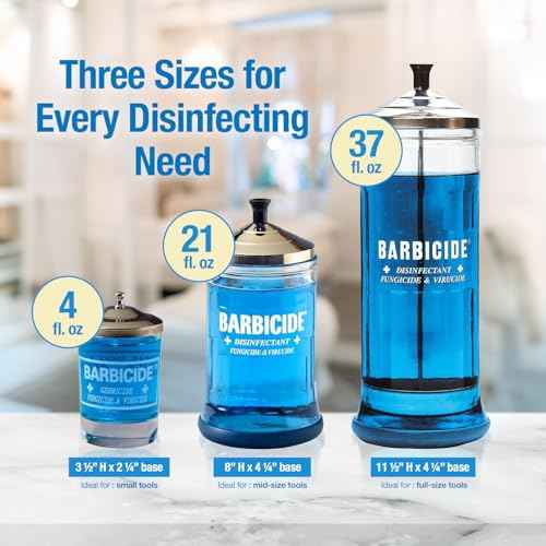 BARBICIDE Disinfecting Jar ? Durable Glass Immersion Container with Stainless Steel Lid and Tray ? Professional Salon, Spa & Barber Tool Sanitizer for Combs, Brushes & Implements - (Large - 37 Fl Oz)