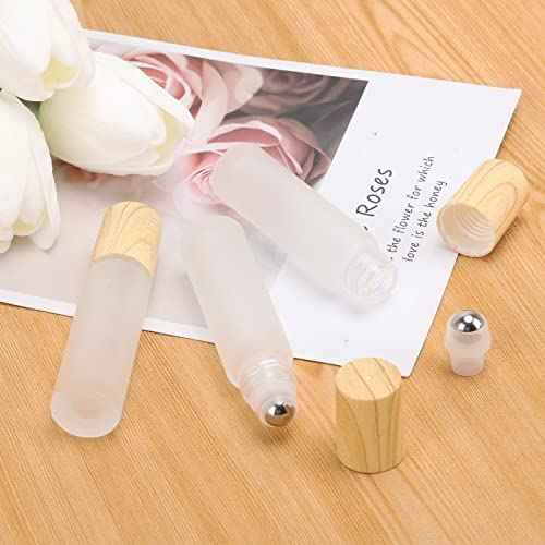 Tbestmax 12 Pcs 10 ml Glass Roll on Bottle with Lid for Essential Oils, Refillable Clear Perfume Sample Bottles with Stainless Steel Roller Ball